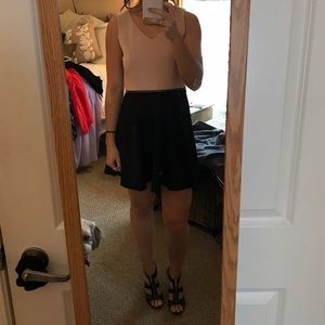 Forever 21 Nude Top Black Bottom Skater Dress